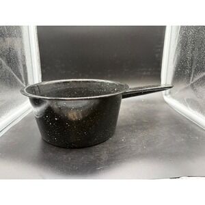 Vintage Black Speckled Enamelware Saucepan White Granite Enamel Pot Farmhouse